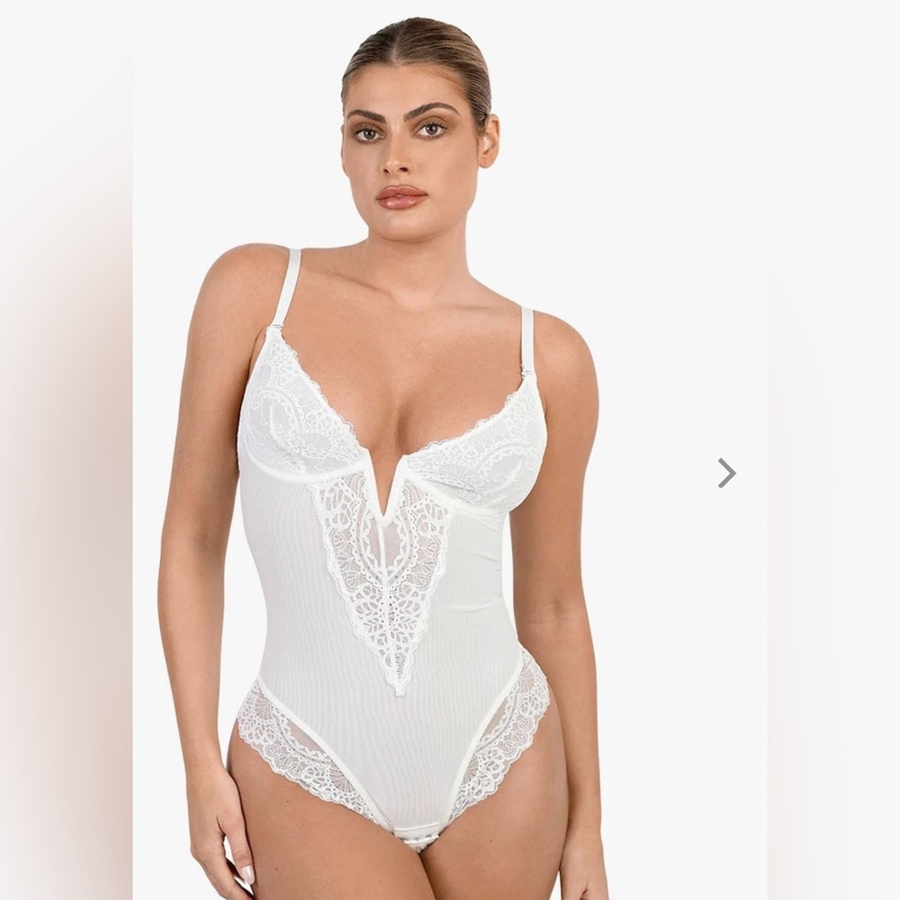 Popilush lace deep v-neck sculpting thong shapewear/bodysuit size 2XL (NWT)